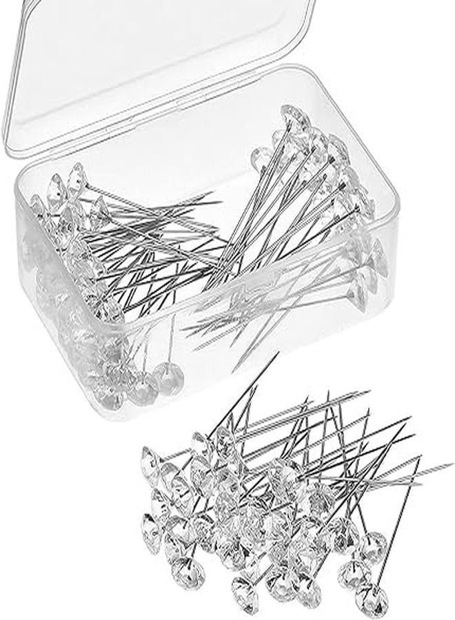 Gemsy Crystal Head Decor Pins - 1 Box | Stainless Steel Craft DIY Garment Sewing Straight Pins for Fabric, Shirts, Dressmaking | Bouquet Straight Needle - Image 4